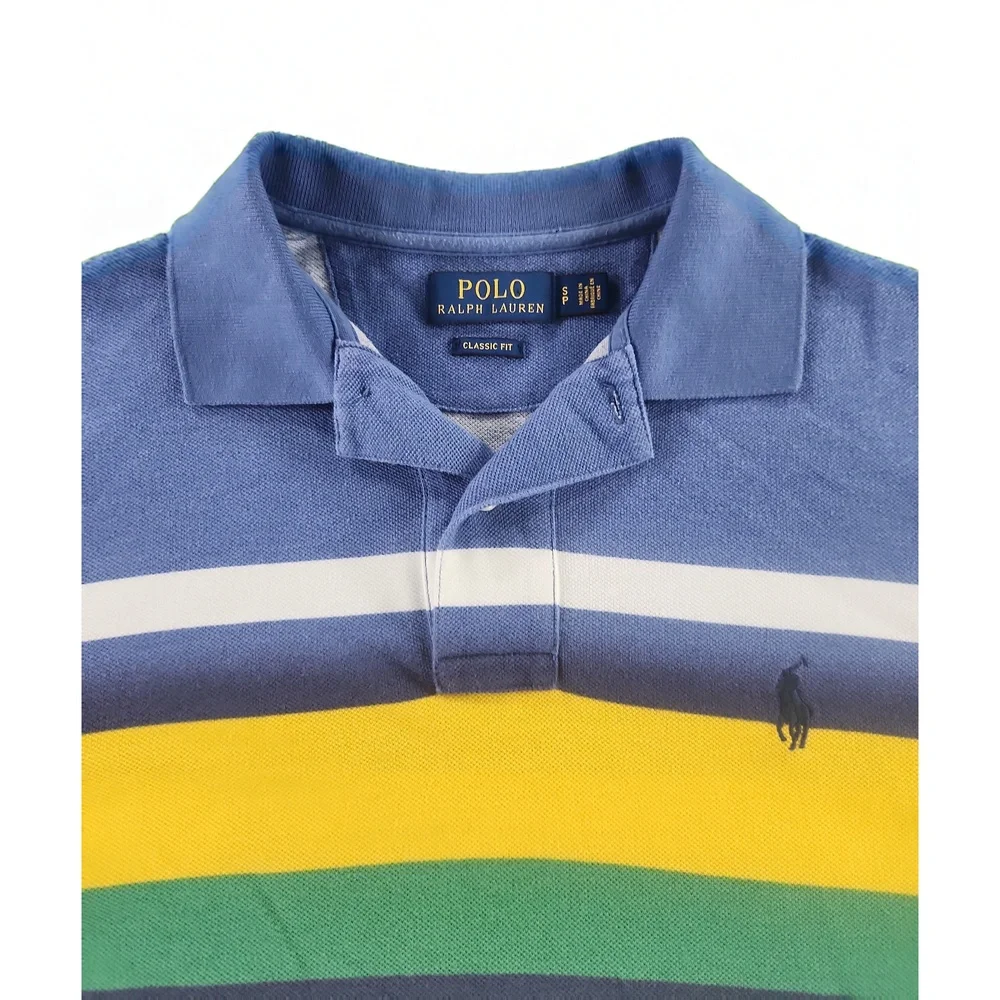 Polo Ralph Lauren Striped Classic Fit Polo Shirt Size S Breathable Cotton Mesh